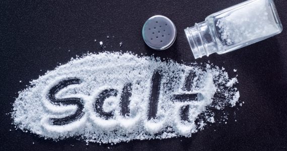 A pile of salt with the word 'salt' written in