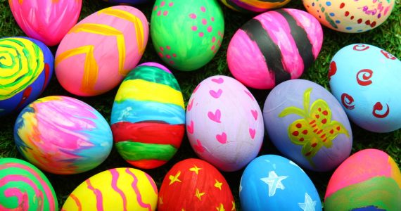 A range of colourful Easter eggs