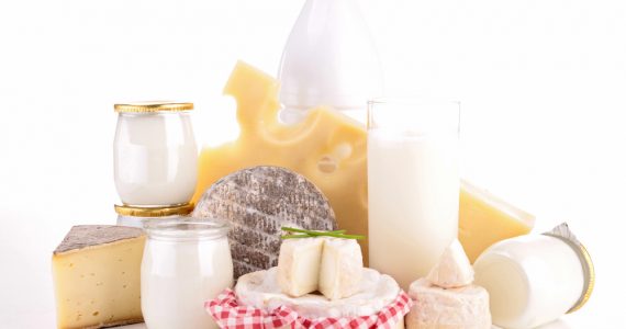 A selection of dairy produce containing lactose