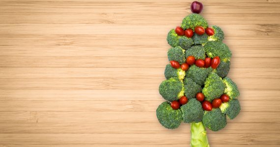 A christmas tree made out of broccoli florets