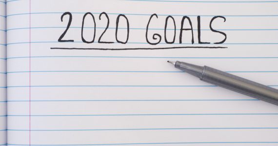 Diary with 2020 goals written in