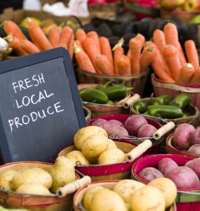 A fruit and vge stall at a local farmer's market