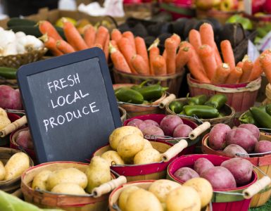 A fruit and vge stall at a local farmer's market