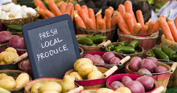 A fruit and vge stall at a local farmer's market