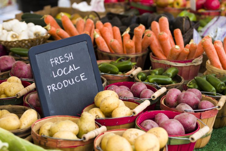 A fruit and vge stall at a local farmer's market