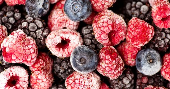 Close up of frozen berries